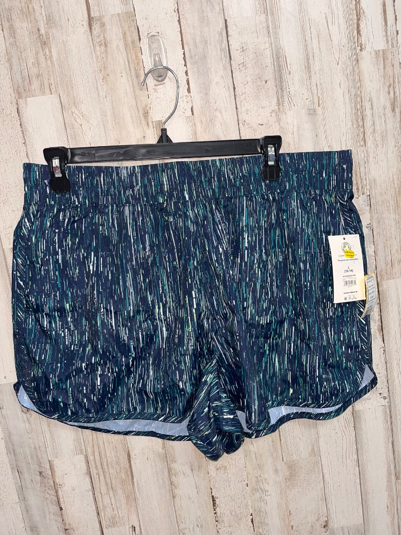 NAVY ATHLETIC WORKS NEW STRIPE DRY FIT SHORTS, LADIES L