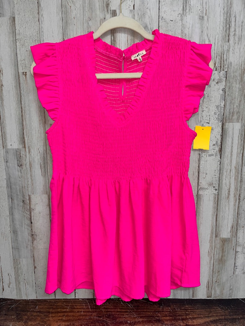 HOT PINK JODIFL SMOCKED BABY DOLL TOP, LADIES S