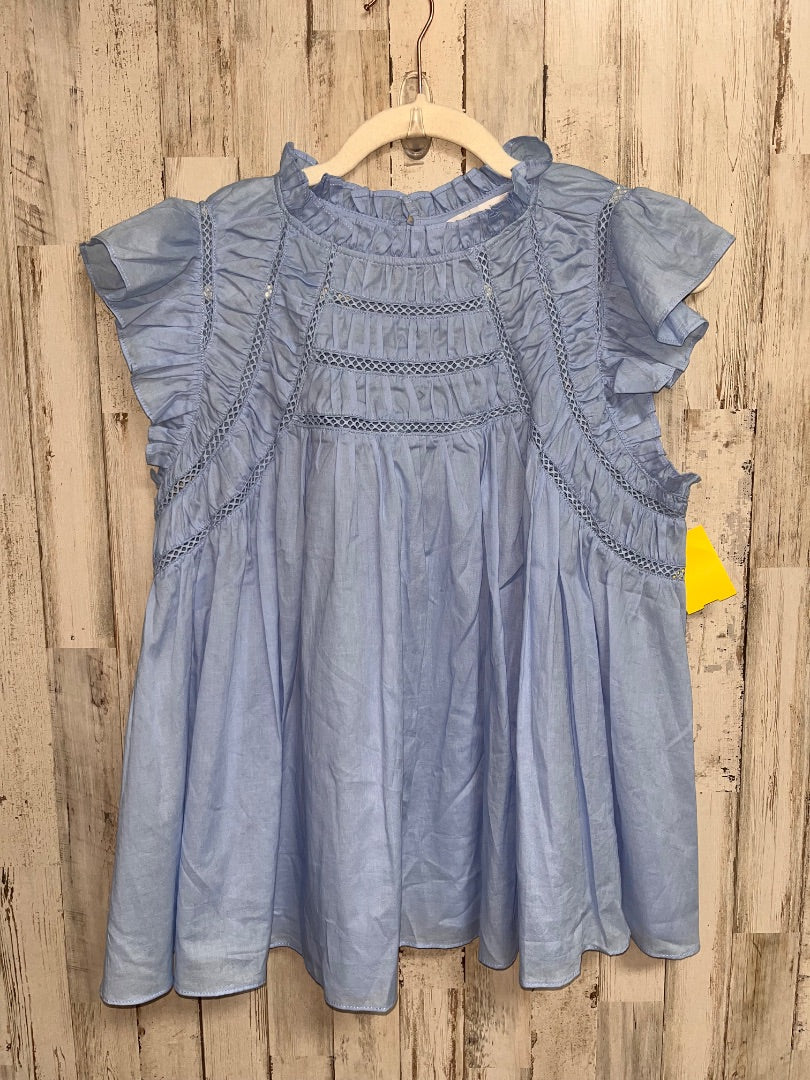 LIGHT BLUE CROWN & IVY LACE TRIM BLOUSE, LADIES M
