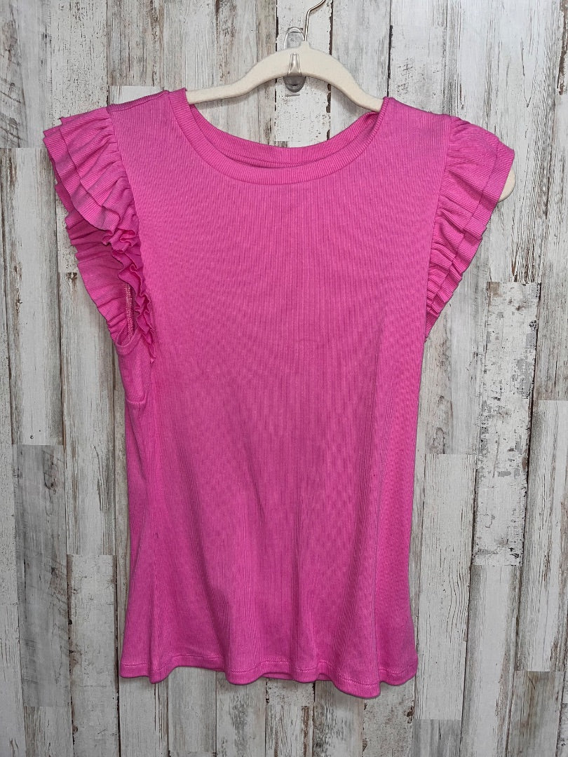 PURPLE GAP RUFFLE SLEEVE RIBBED TANK, LADIES M