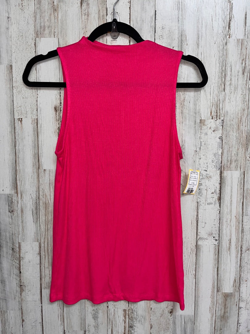 PINK ZENANA RIBBED HIGH NECK TANK, LADIES M