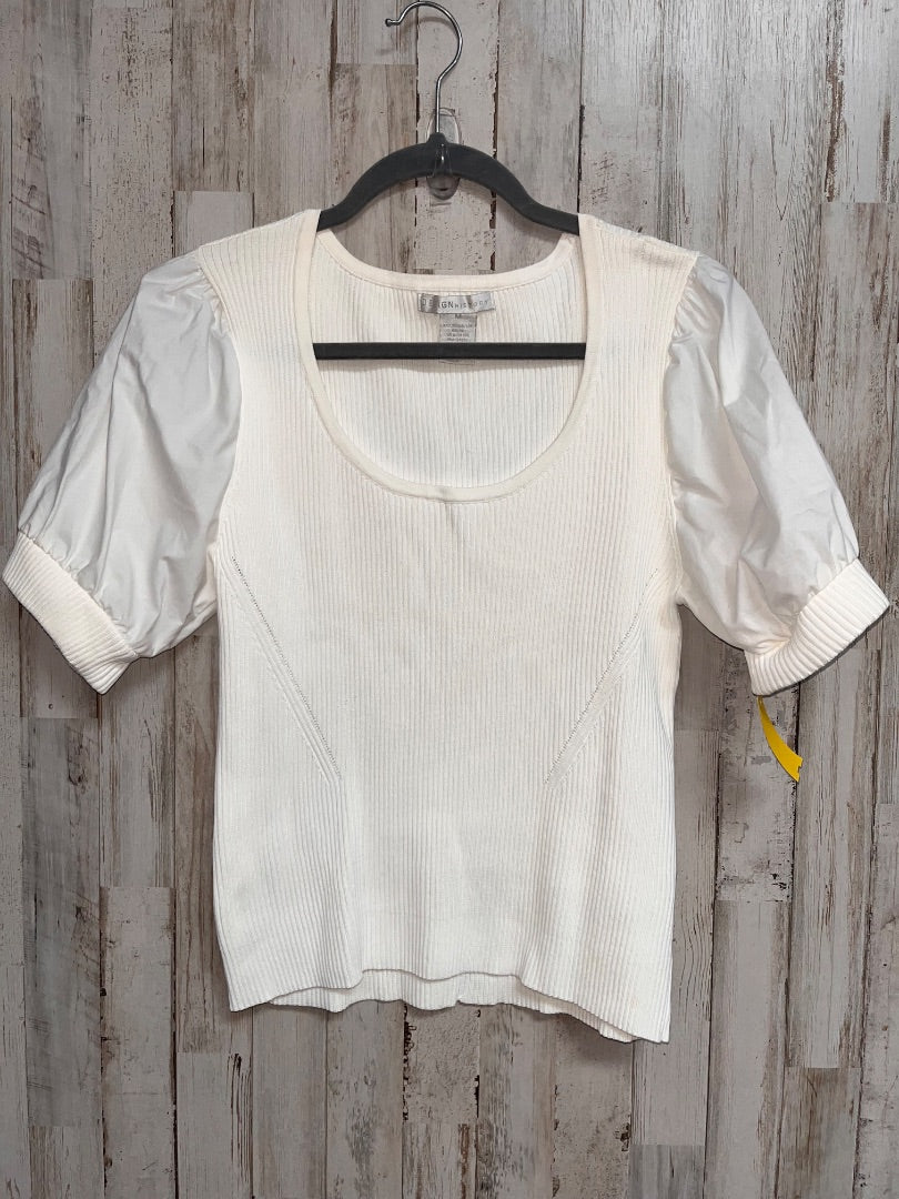 WHITE DESIGN HISTORY PUFF SLEEVE KNIT TOP, LADIES M