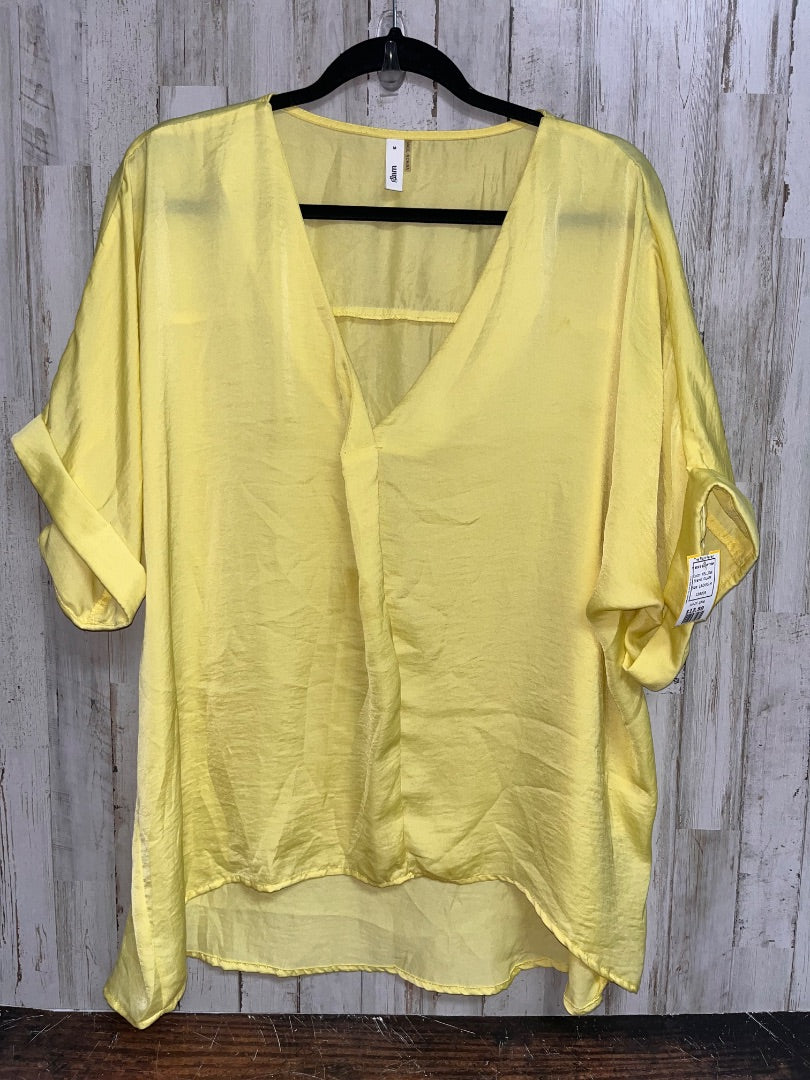 YELLOW GLAM V NECK SILKY TOP, LADIES M