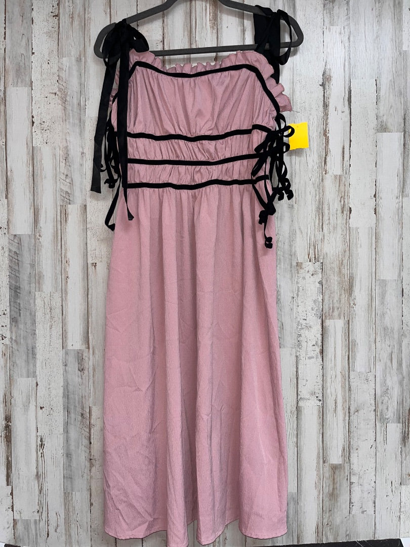 PINK/BLACK SHEIN TIE SHOULDER DRESS, LADIES L