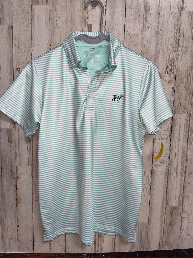 MINT FIELDSTONE DRY FIT STRIPE POLO, BOY 14