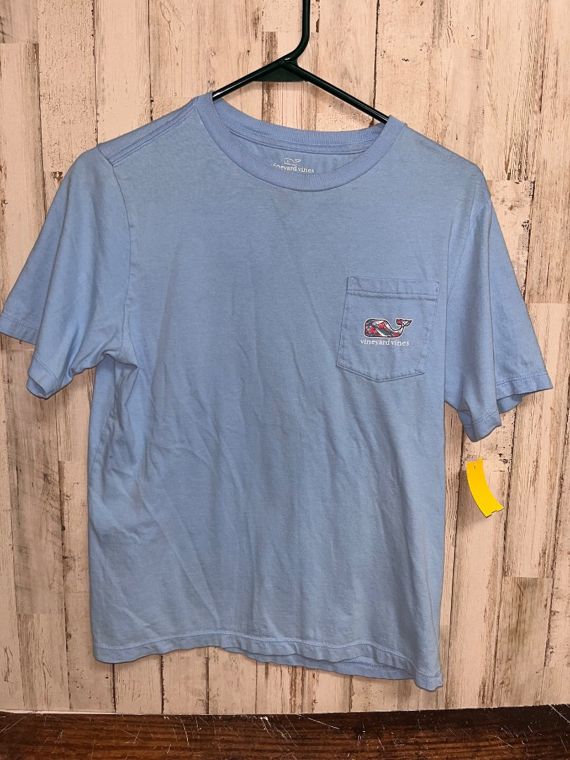 BLUE VINEYARD VINES FISH PRINT LOGO TEE, BOY 16
