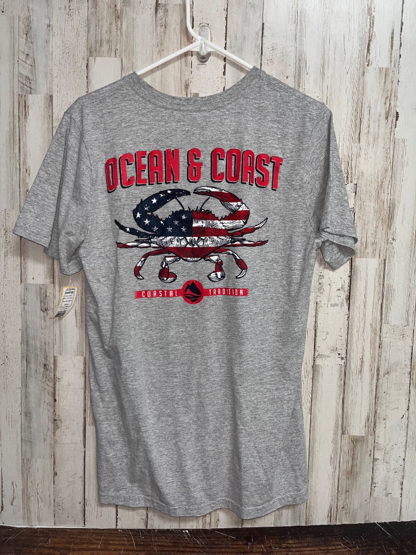 GREY OCEAN COAST CRAB TEE, BOY ADULT M