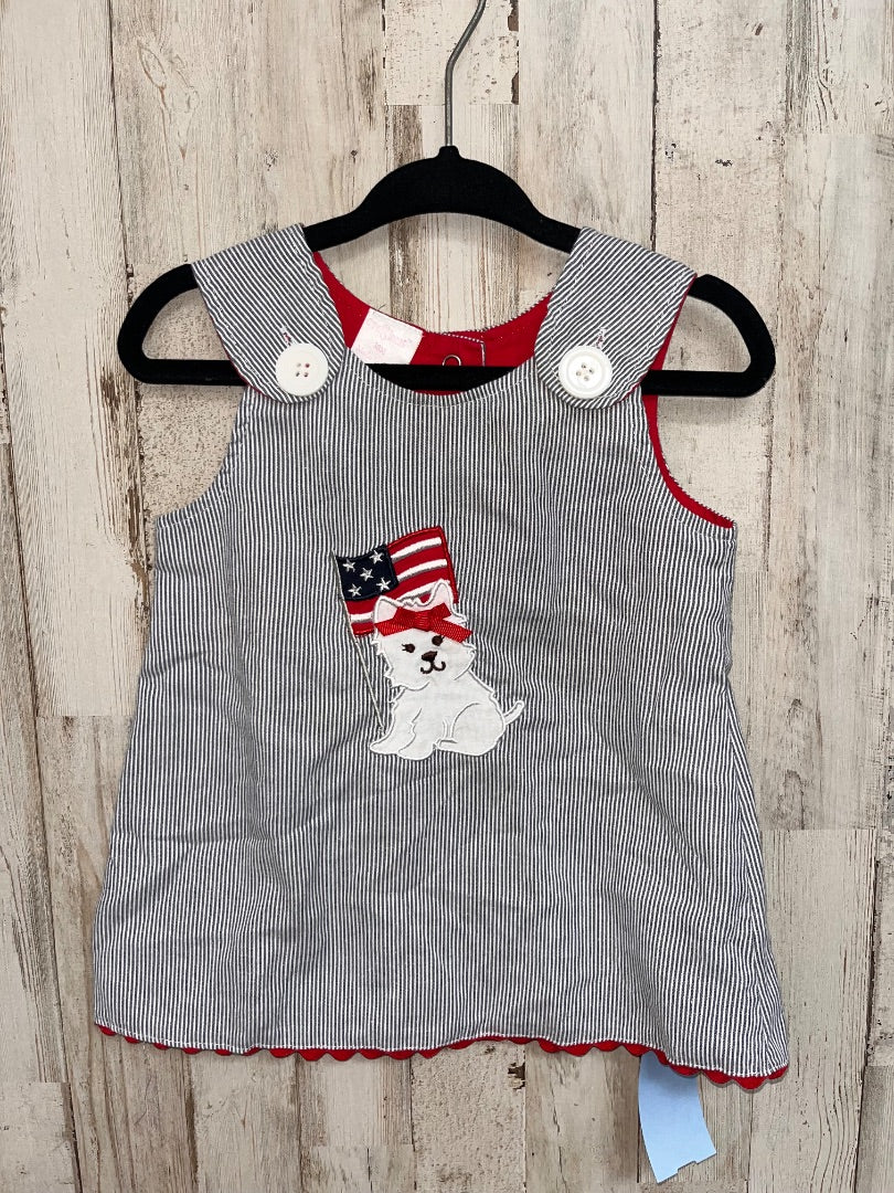 NAVY CRE8TIONS PUPPY FLAG STRIPE DRESS, GIRL 18M