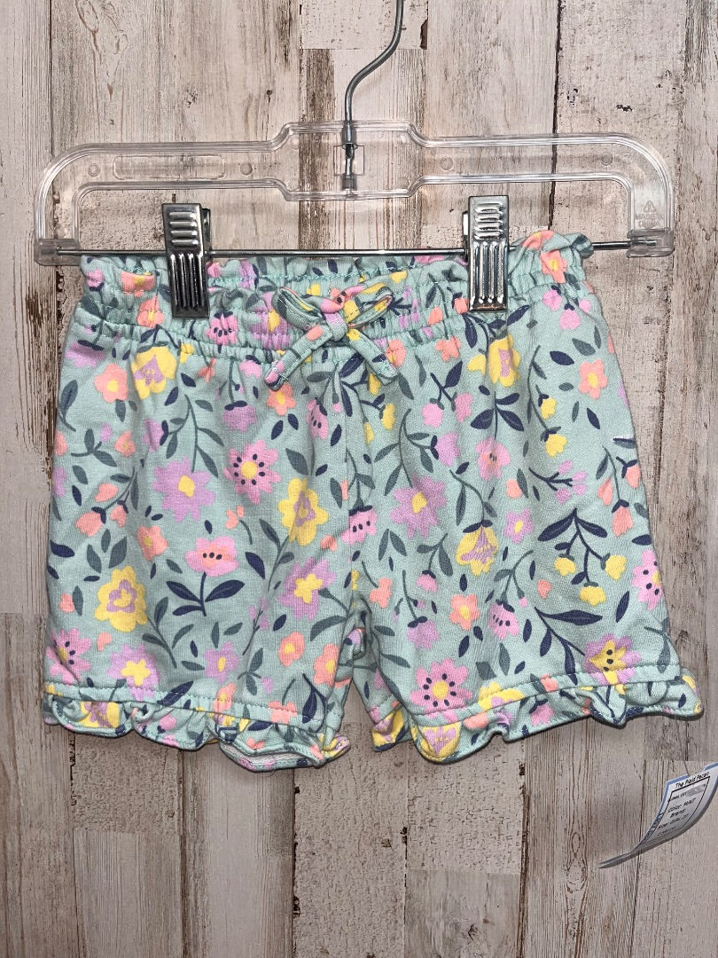 MINT  FLORAL COTTON SHORTS, GIRL 2T