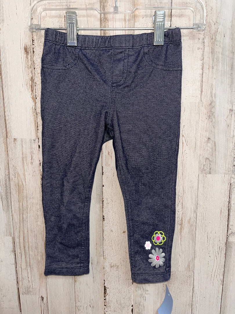 NAVY KIDS HEADQUARTERS FLOWER PRINT CHAMBRAY LEGGINGS, GIRL 2T