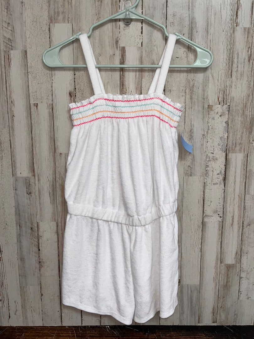 WHITE WONDER NATION TERRY CLOTH SWIM COVER ROMPER, GIRL 10/12