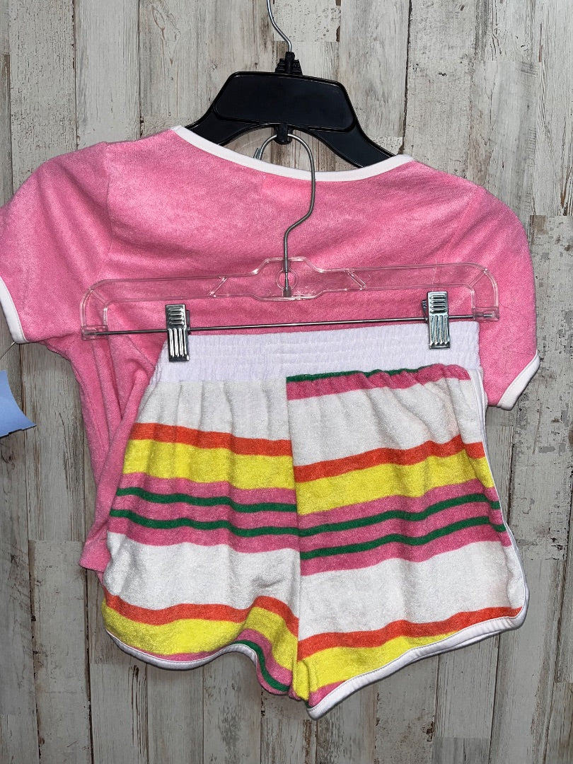 PINK POOF GIRL 2PC TERRY CLOTH STRIPE SET, GIRL 10/12