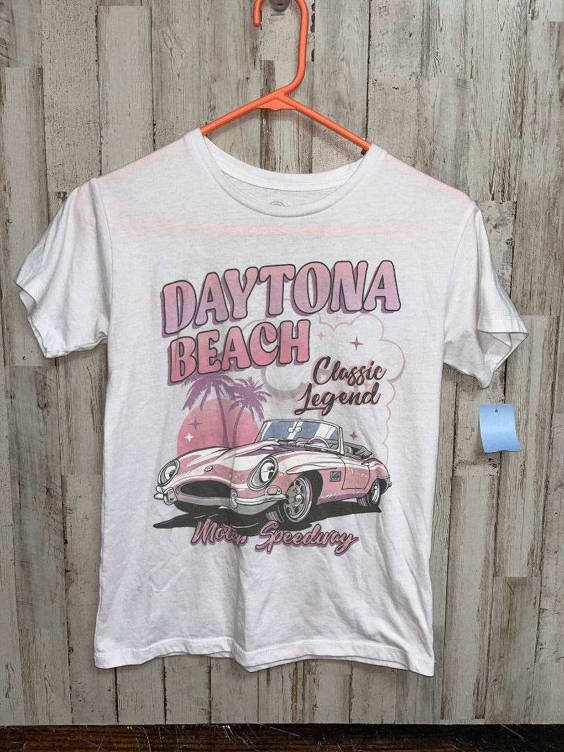 WHITE WONDER NATION DAYTONA BEACH TEE, GIRL 10/12