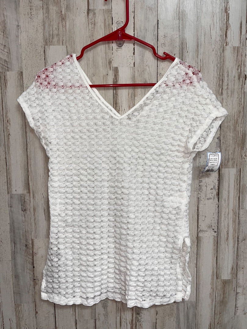 WHITE SHEIN KNIT V NECK SWIM COVER, GIRL 13