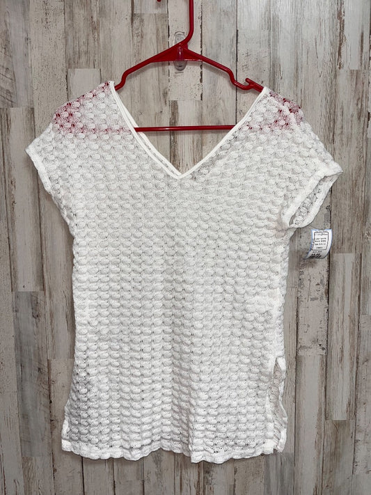 WHITE SHEIN KNIT V NECK SWIM COVER, GIRL 13