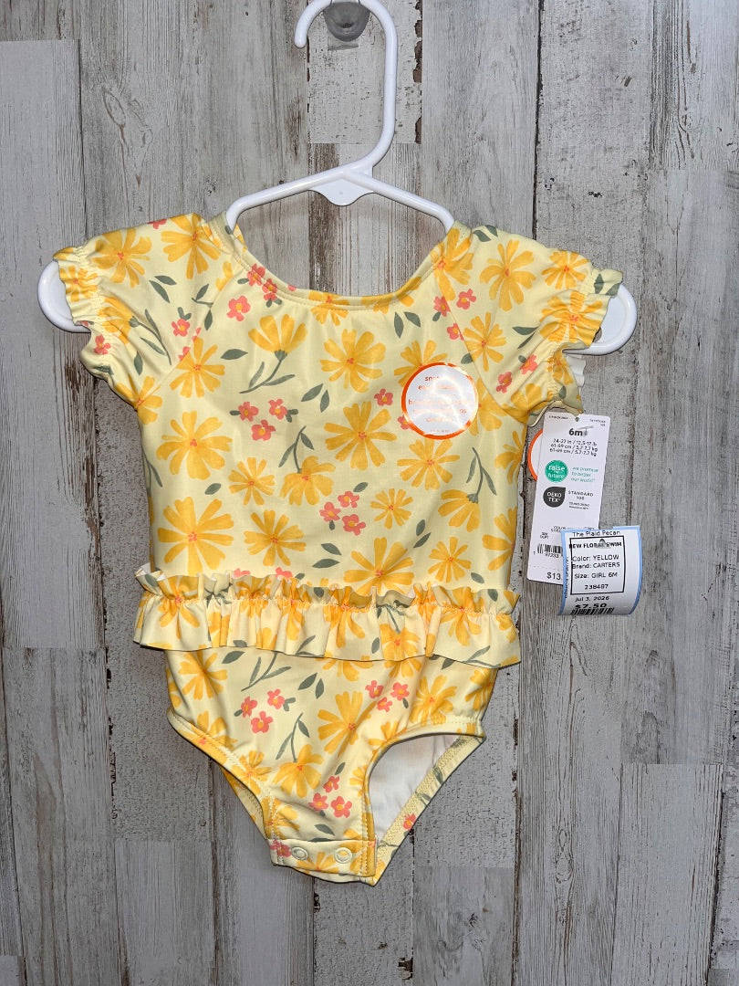 YELLOW CARTERS NEW FLORAL SWIM, GIRL 6M