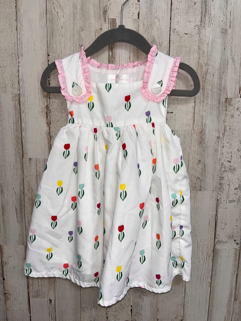 WHITE CECIL & LOU TULIP RUFFLE TRIM DRESS, GIRL 12M