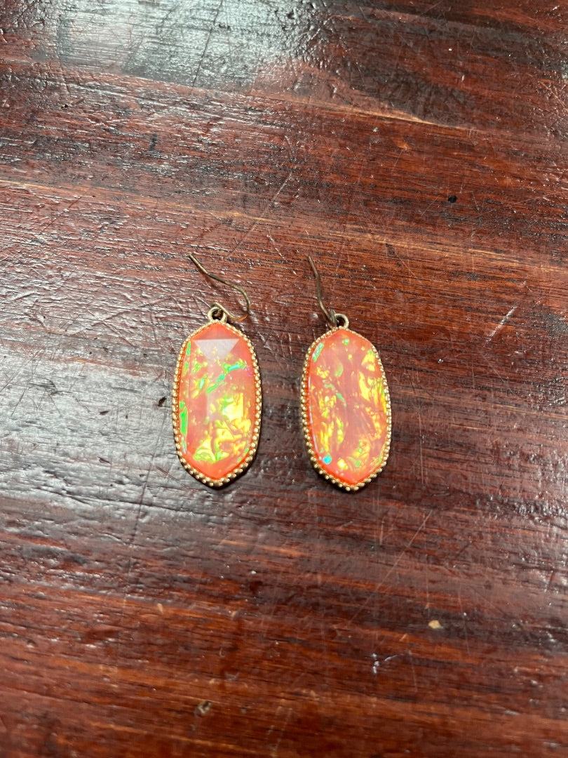 PEACH  GEMSTONE DANGLE EARRINGS