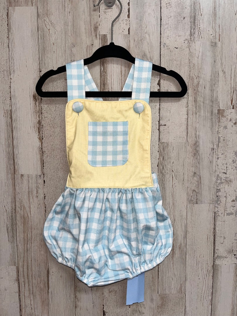 YELLOW/BLUE CHICK AND CHAP GINGHAM POCKET BUBBLE, BOY 9M