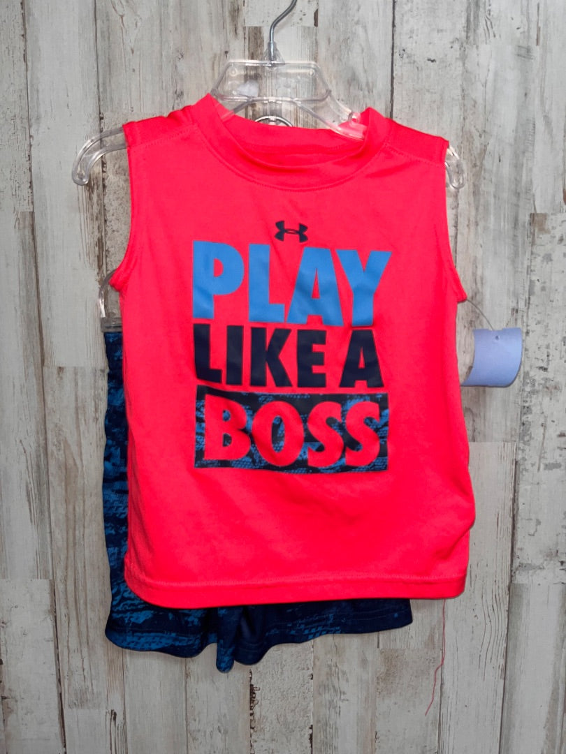CORAL/NAVY UNDER ARMOUR PLAY LIKE A BOSS 2PC DRY FIT SET, BOY 3T