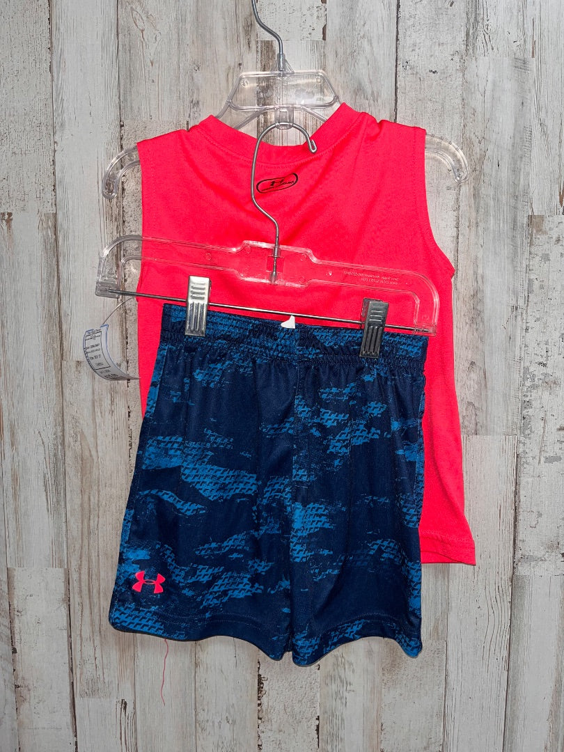 CORAL/NAVY UNDER ARMOUR PLAY LIKE A BOSS 2PC DRY FIT SET, BOY 3T