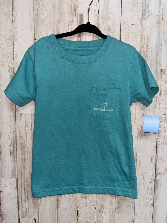 TEAL PROPERLY TIED OYSTER TEE, BOY 3T