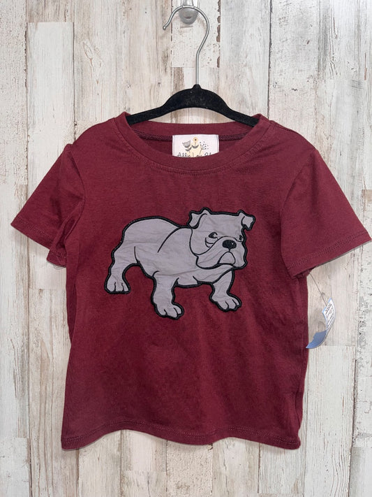MAROON ADDIE LOU BLU BULLDOG APPLIQUE TEE, BOY 3T