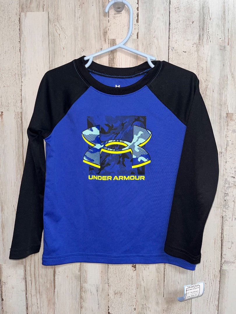 BLUE/BLACK UNDER ARMOUR LOGO RAGLAN DRY FIT, BOY 3T