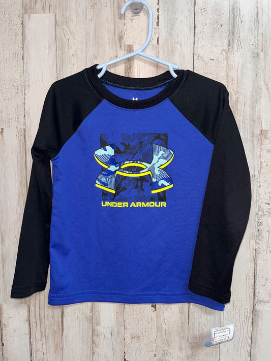 BLUE/BLACK UNDER ARMOUR LOGO RAGLAN DRY FIT, BOY 3T