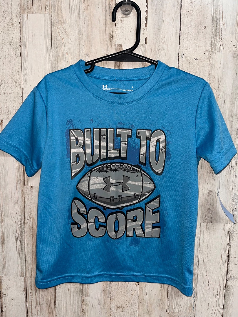 BLUE UNDER ARMOUR BUILT TO SCORE DRY FIT TEE, BOY 4T