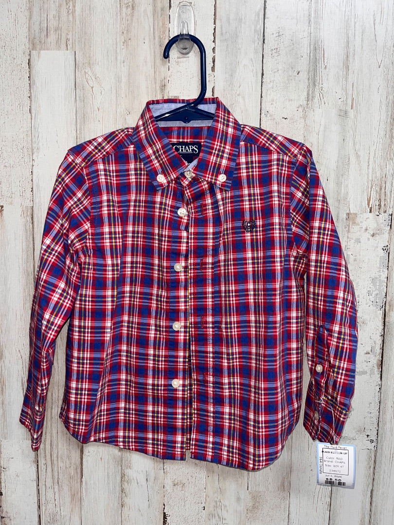 RED CHAPS PLAID BUTTON UP, BOY 4T