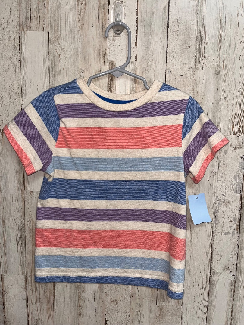 IVORY/BLUE/CORAL JK STRIPE TEE, BOY 4T