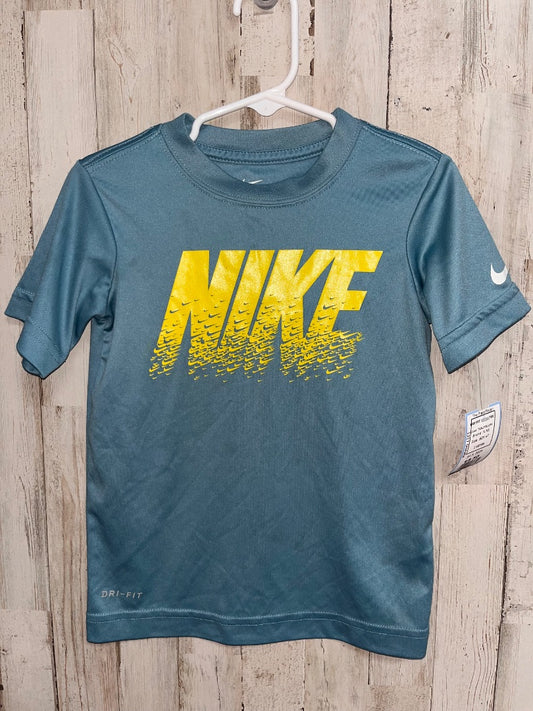 TEAL/YELLOW NIKE DRY FIT LOGO TEE, BOY 4T