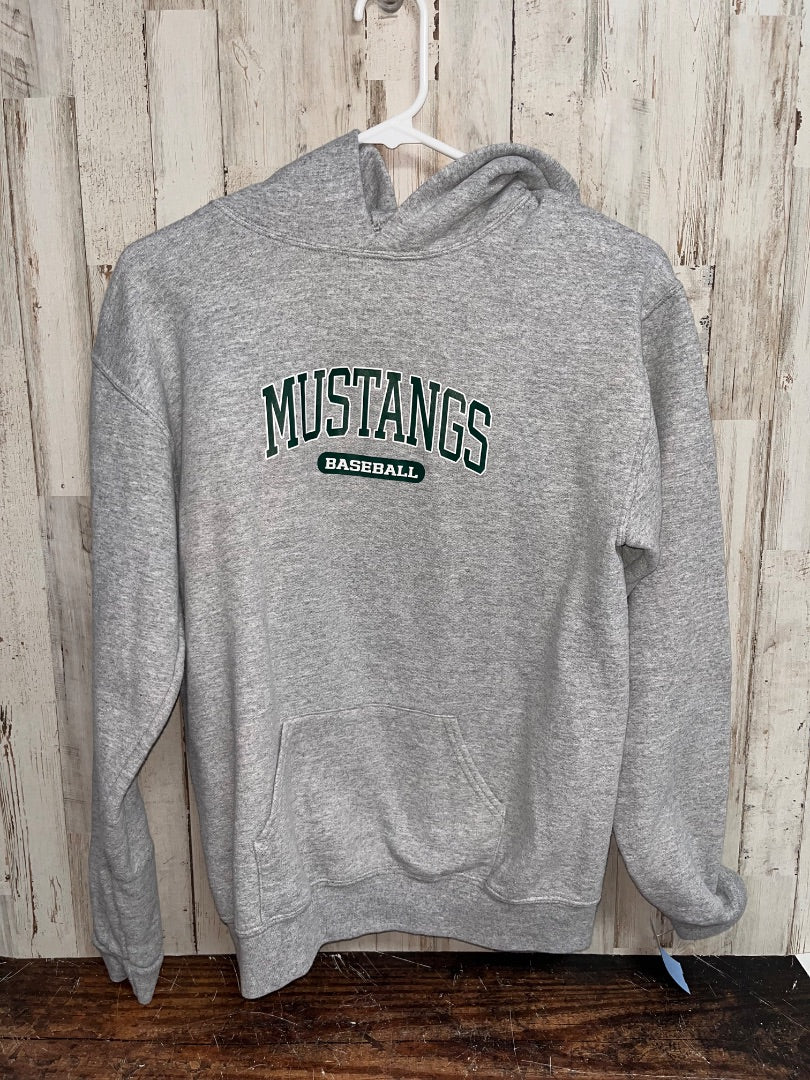 GREY  MUSTANGS BASEBALL HOODIE, BOY 14