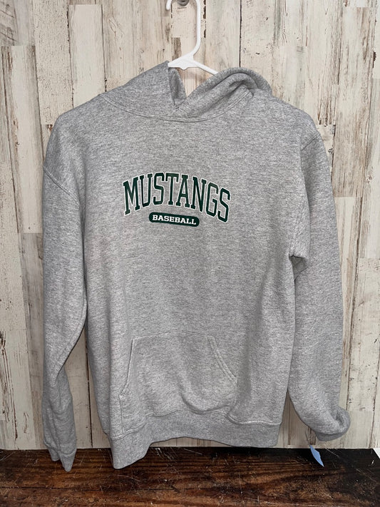 GREY  MUSTANGS BASEBALL HOODIE, BOY 14