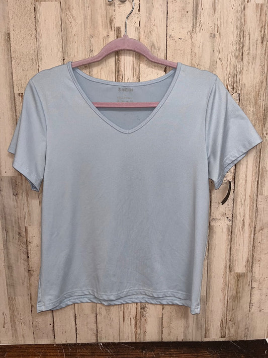 BLUE SHEIN BASIC V NECK TEE, LADIES L