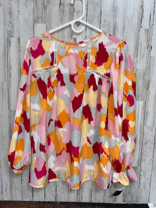 PINK/ORANGE  PATTERN BLOUSE, LADIES L