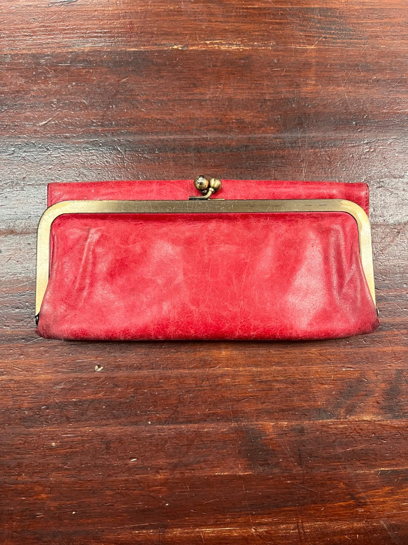 RED HOBO LEATHER TRIFOLD WALLET
