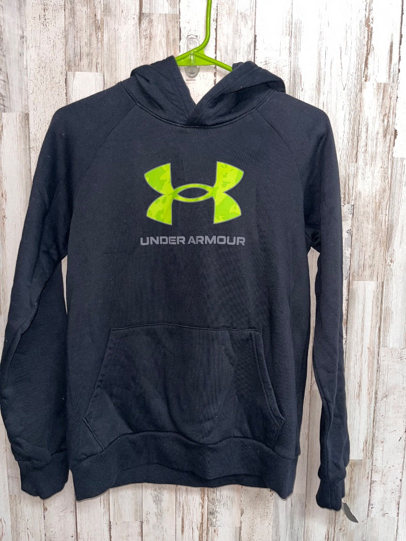 BLACK/GREEN UNDER ARMOUR LOGO HOODIE, BOY 14/16