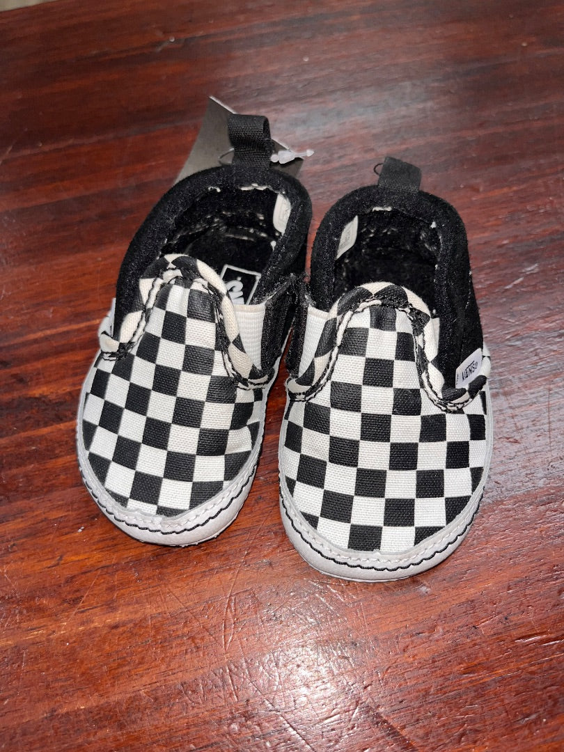 BLACK/WHITE VANS CHECKERED SLIP ON SHOES, SHOES 2