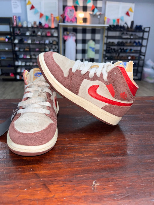 MAROON/RED NIKE SUEDE JORDAN HIGH TOPS, SHOES 11