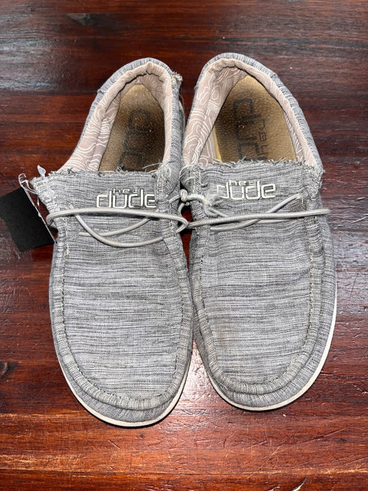GREY HEY DUDE SLIP ON SHOES, SHOES Y4/5