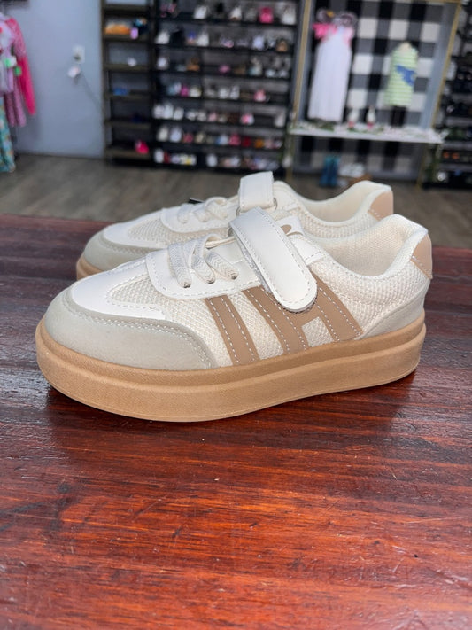 IVORY/TAN FASHION NEW VELCRO STRAP SNEAKERS, SHOES 11