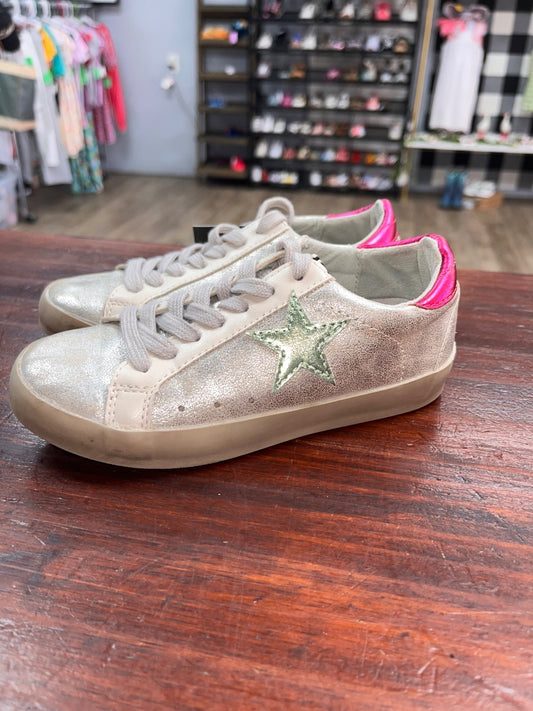 SILVER/PINK SHU SHOP METALLIC STAR SNEAKERS, SHOES 11
