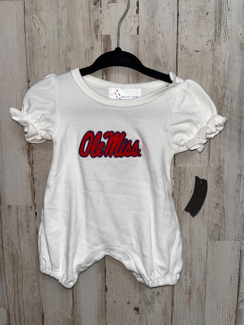 WHITE TWO FEET AHEAD OLE MISS APPLIQUE BUBBLE, GIRL NB