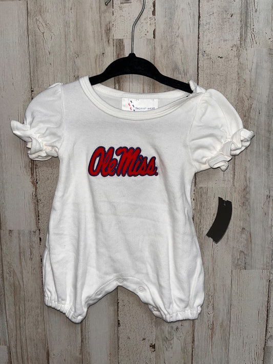 WHITE TWO FEET AHEAD OLE MISS APPLIQUE BUBBLE, GIRL NB