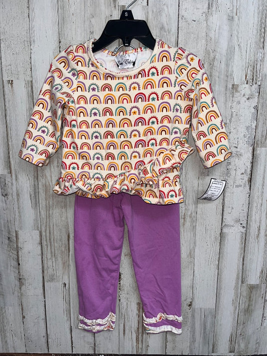 TAN/PURPLE RARE EDITIONS RAINBOW 2PC SET, GIRL 2T