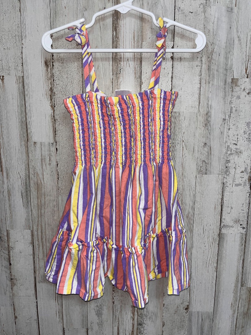 PURPLE/CORAL KIDGETS STRIPE SMOCK DRESS, GIRL 4T
