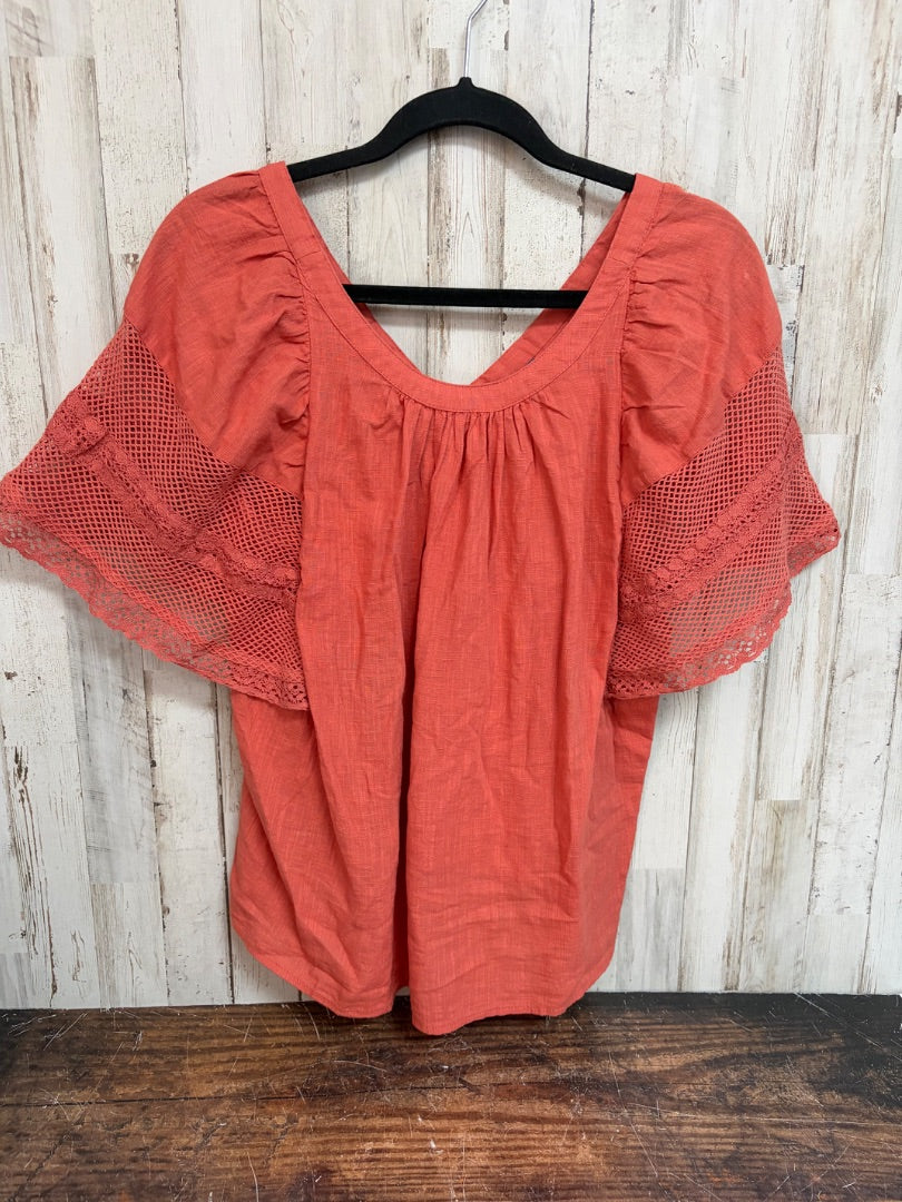 RUST OLD NAVY LACE SLEEVE TOP, LADIES M