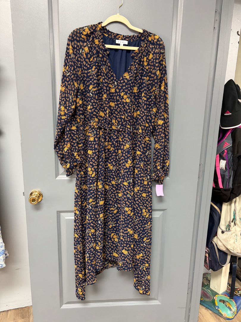 NAVY THML PRINTED FLOWER DRESS, LADIES XL
